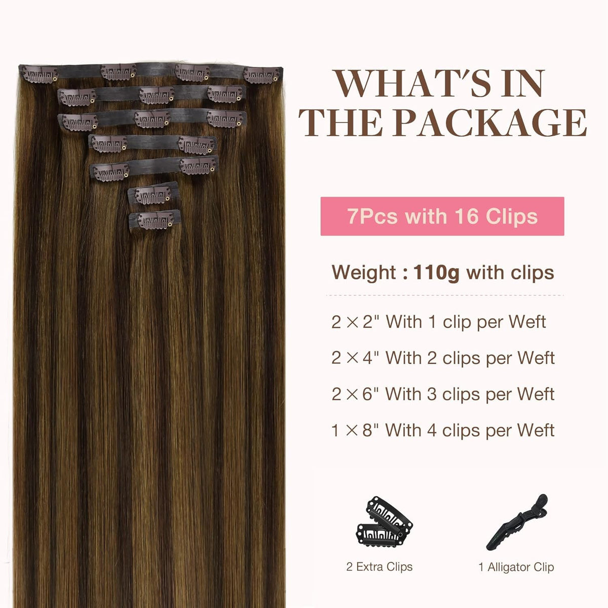 GOO GOO Clip in Hair Extensions showcasing various colour options