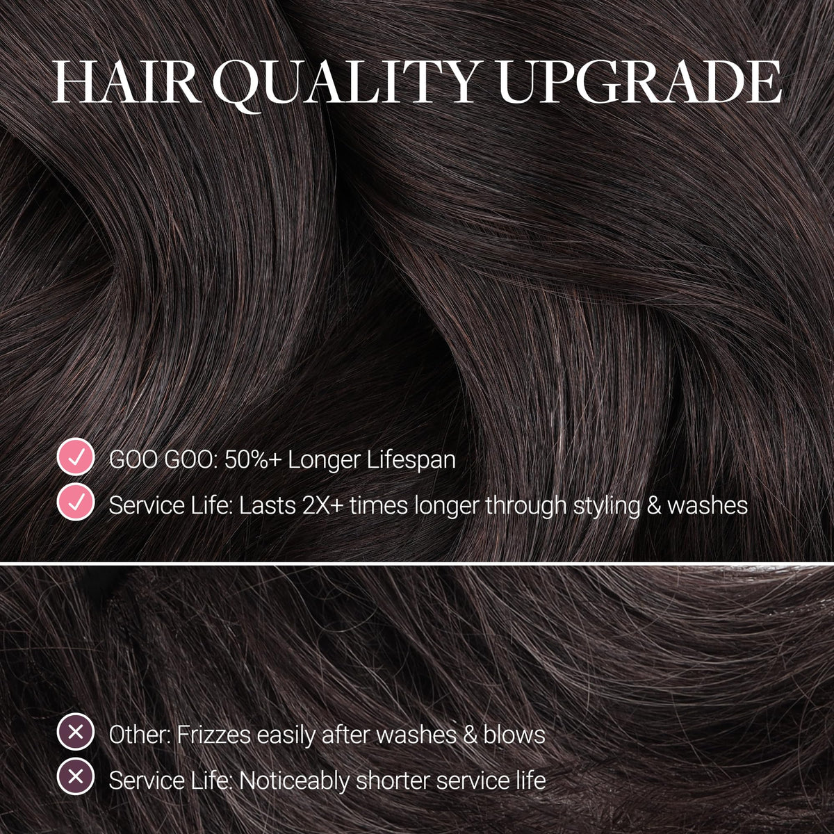 GOO GOO Clip in Hair Extensions showing application process