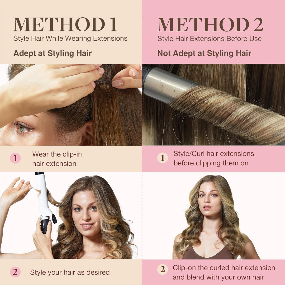 GOO GOO Clip in Hair Extensions showing balayage colour