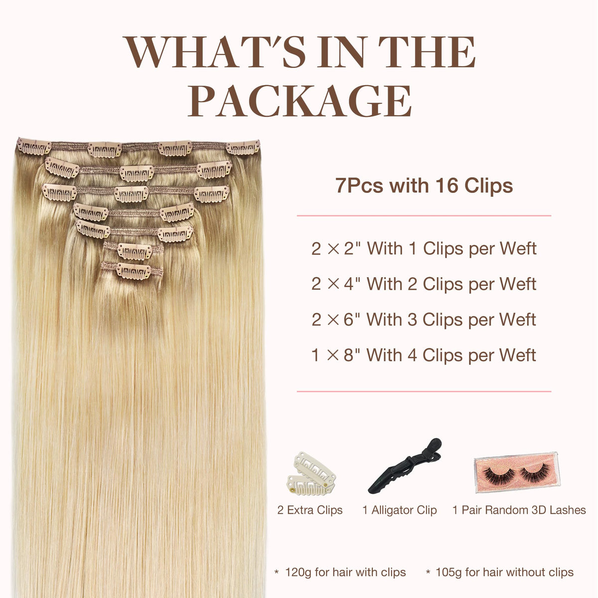 GOO GOO Clip in Hair Extensions showing clips and texture