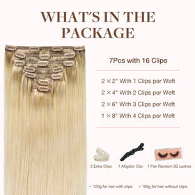 GOO GOO Clip in Hair Extensions showing clips and texture