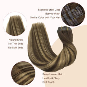 GOO GOO Clip in Hair Extensions showing colour transition