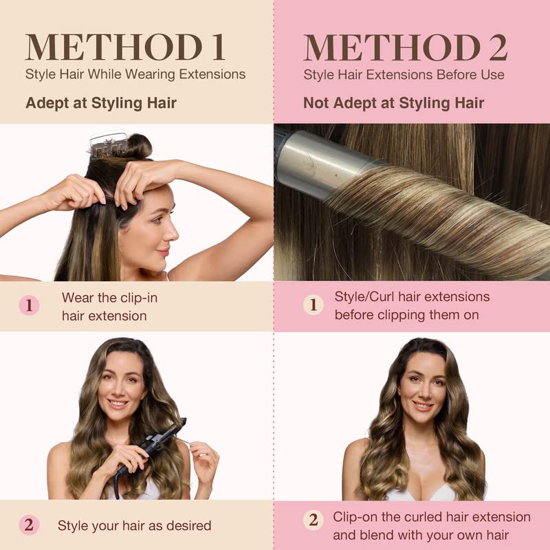 GOO GOO Clip in Hair Extensions showing colour variations