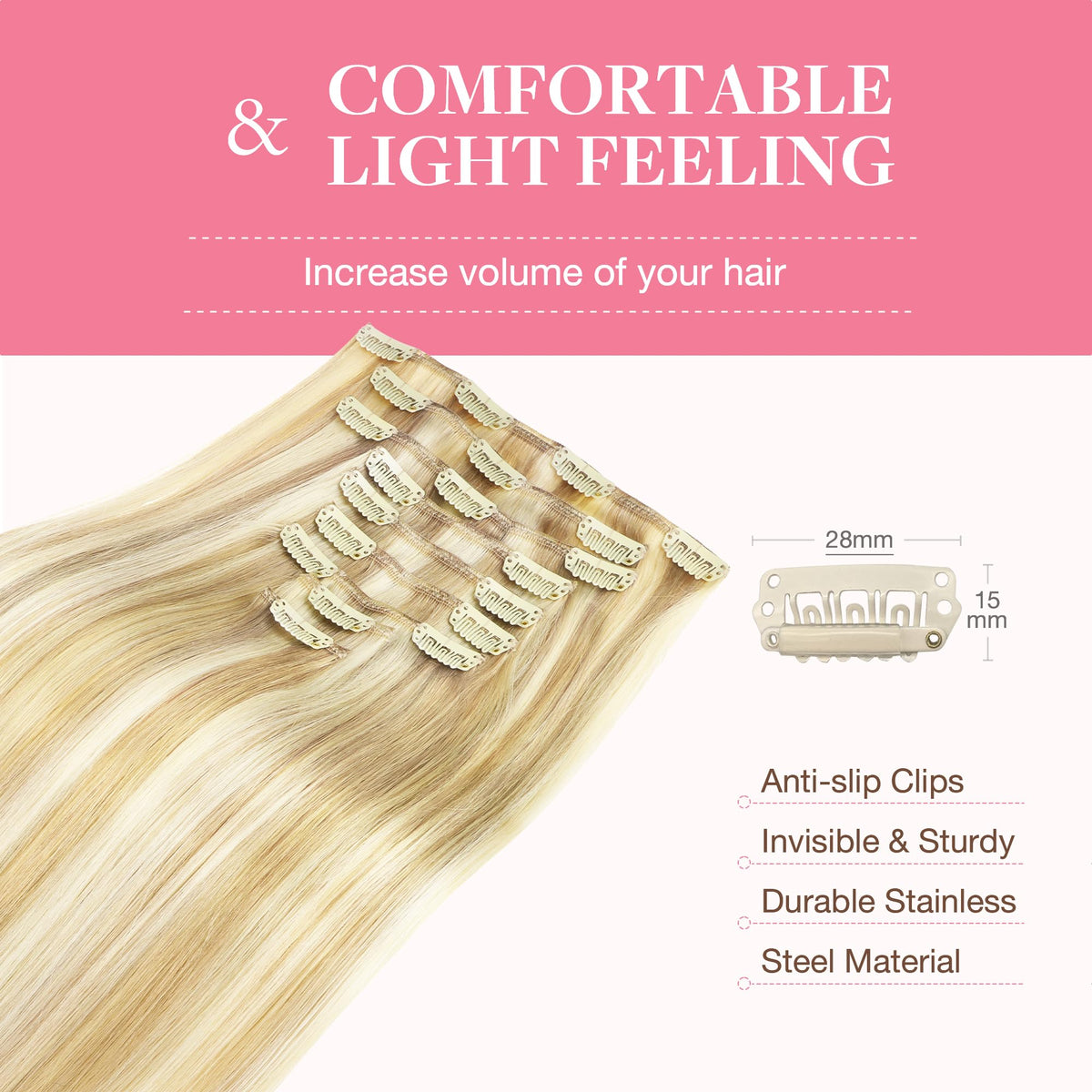 GOO GOO Clip in Hair Extensions showing different colour options