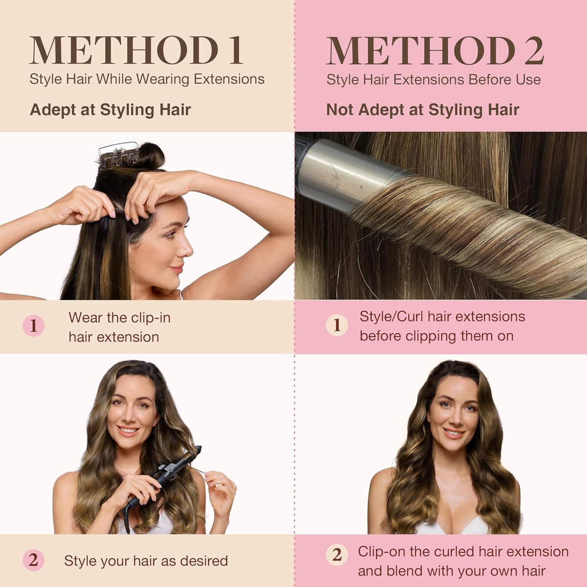 GOO GOO Clip in Hair Extensions showing different weft widths