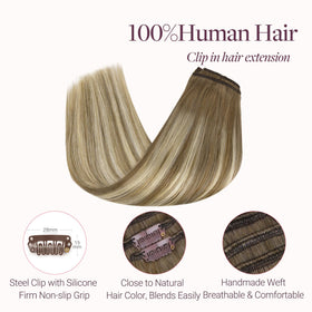 GOO GOO Clip in Hair Extensions showing multiple shades