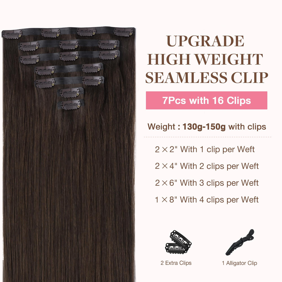 GOO GOO Clip in Hair Extensions showing silicone-backed clips