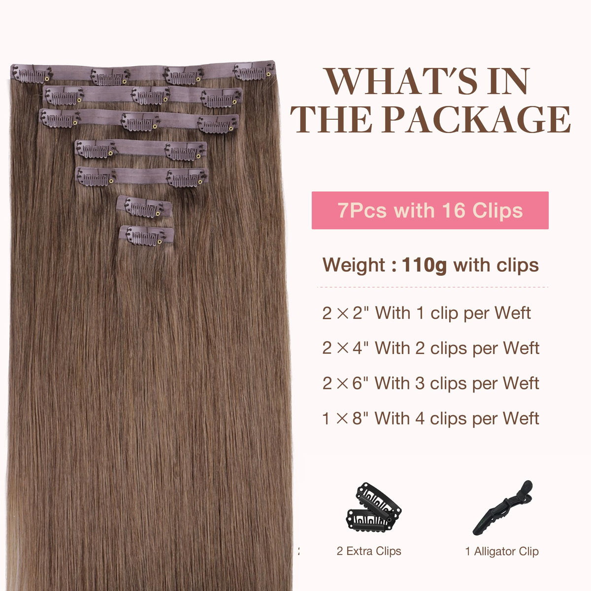 GOO GOO Clip in Hair Extensions showing silicone backed clips