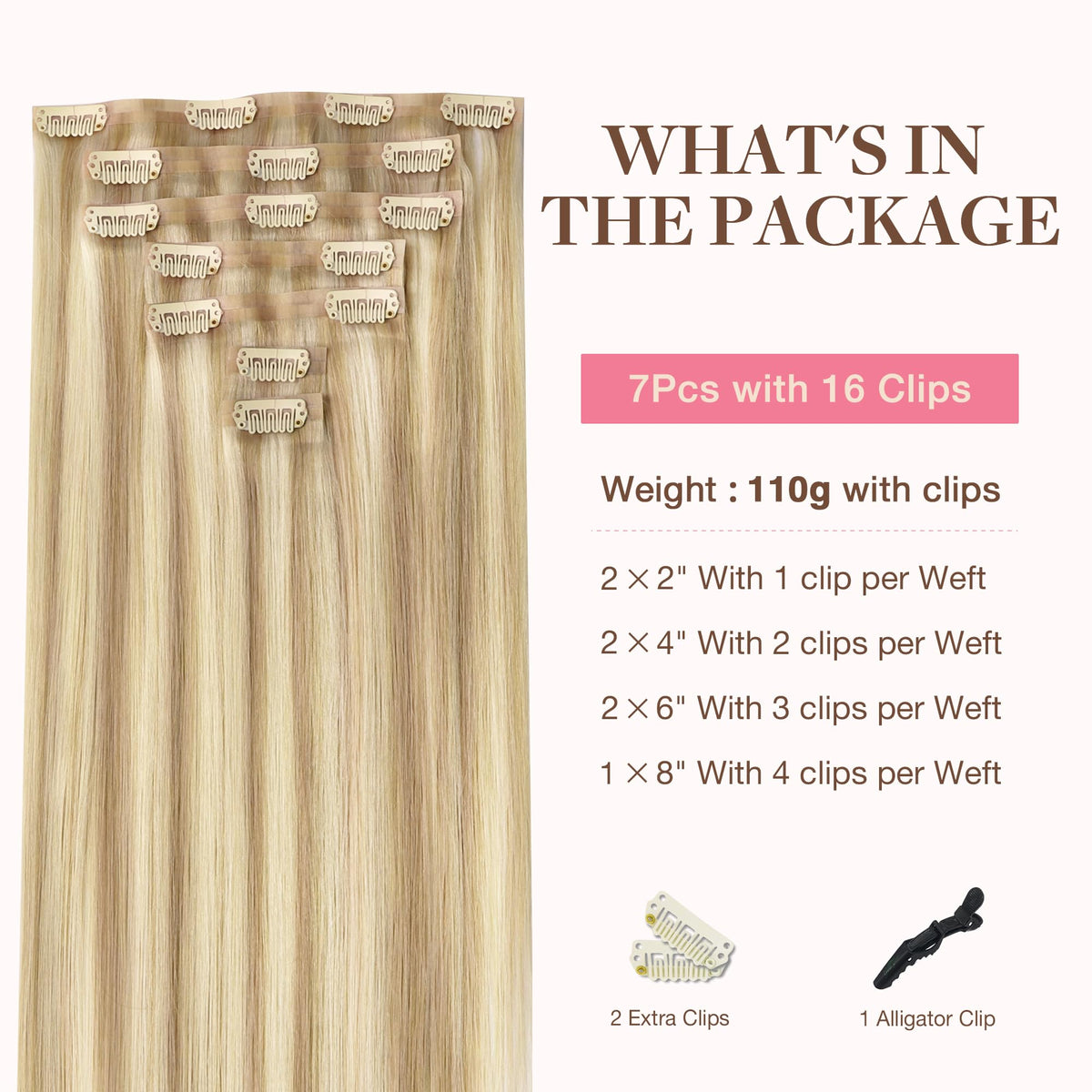 GOO GOO Clip in Hair Extensions showing silicone-backed clips