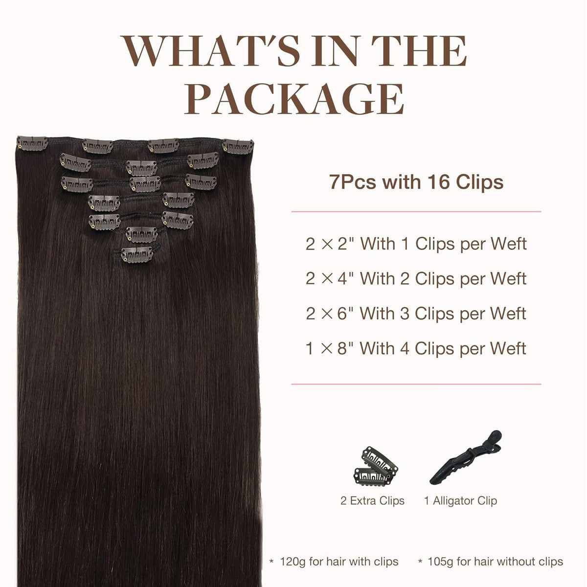 GOO GOO Clip in Hair Extensions showing silicone-backed clips