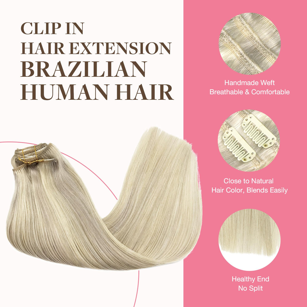 GOO GOO Clip in Hair Extensions showing smooth texture