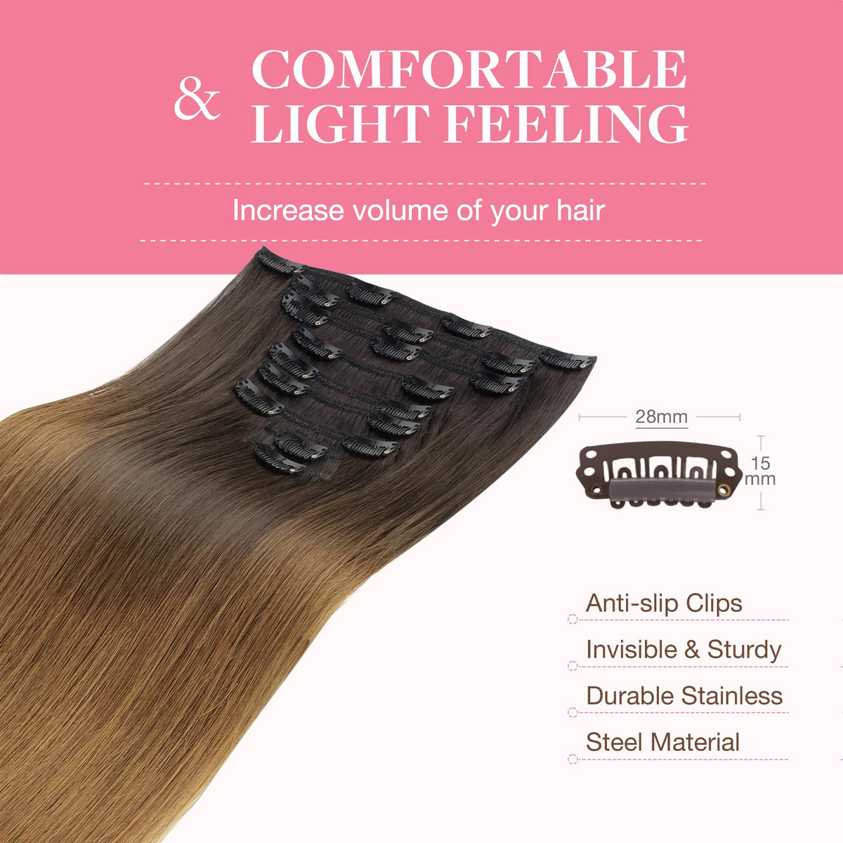 GOO GOO Clip in Hair Extensions showing texture
