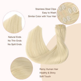 GOO GOO Clip in Hair Extensions shown with styling tools