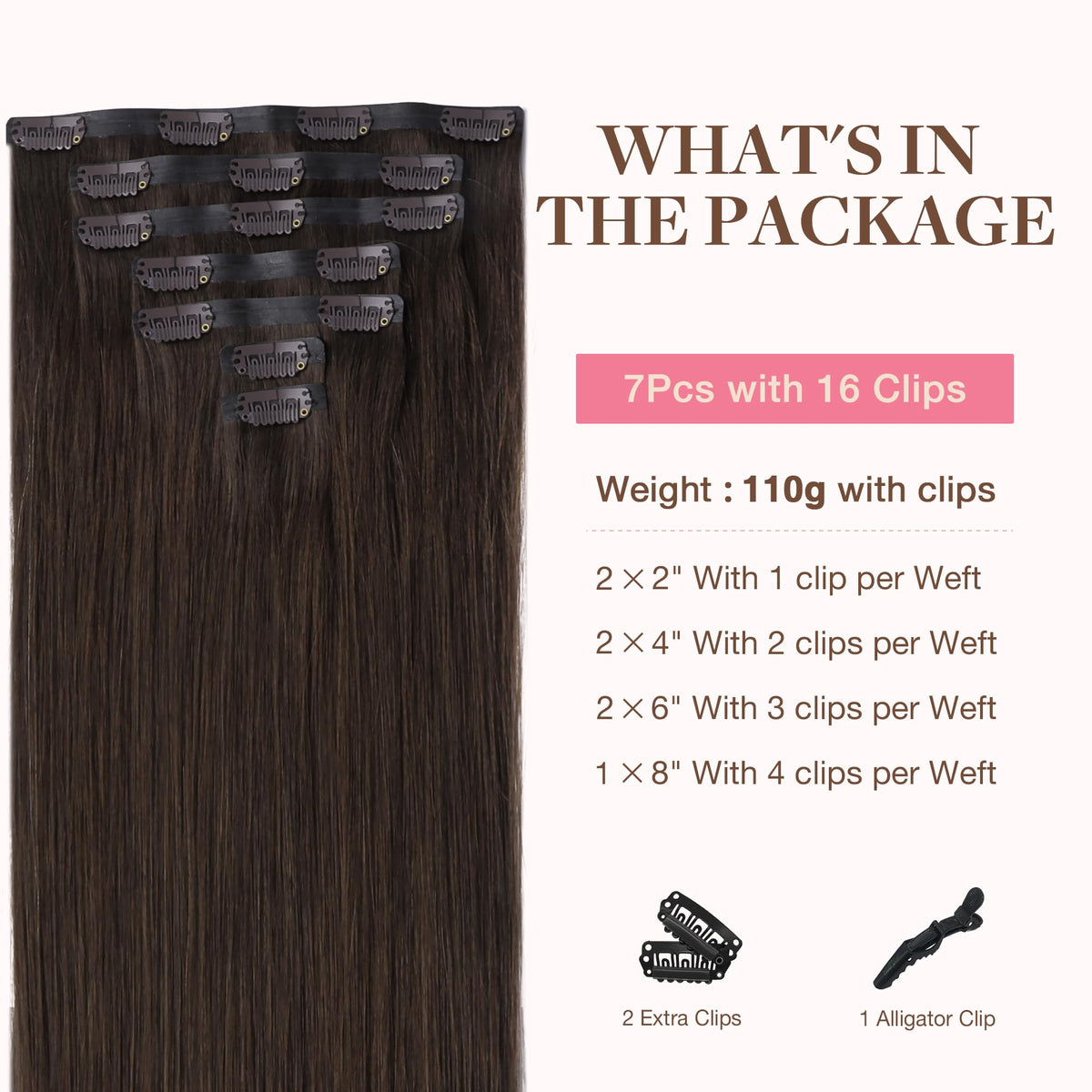 GOO GOO Clip in Hair Extensions side view highlighting clip design