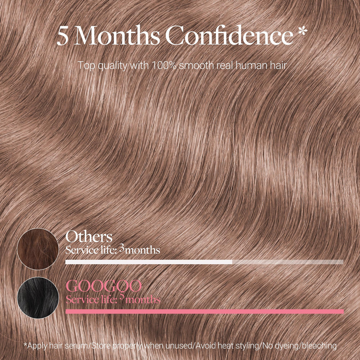 GOO GOO Clip in Hair Extensions side view, highlighting texture