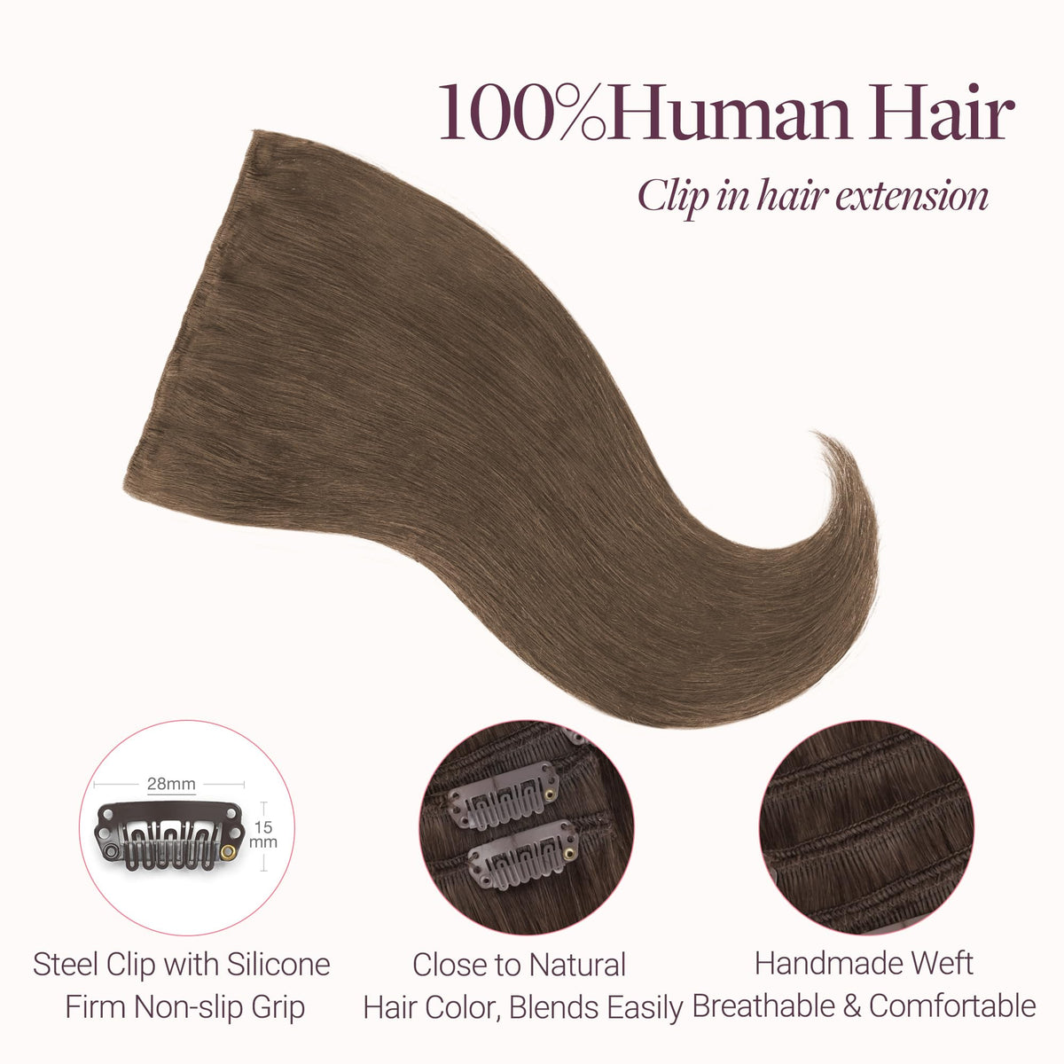 GOO GOO Clip in Hair Extensions side view showing texture