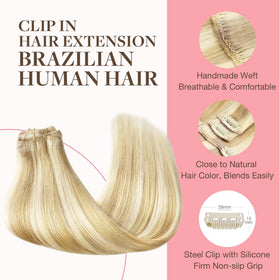 GOO GOO Clip in Hair Extensions side view with natural hair blend
