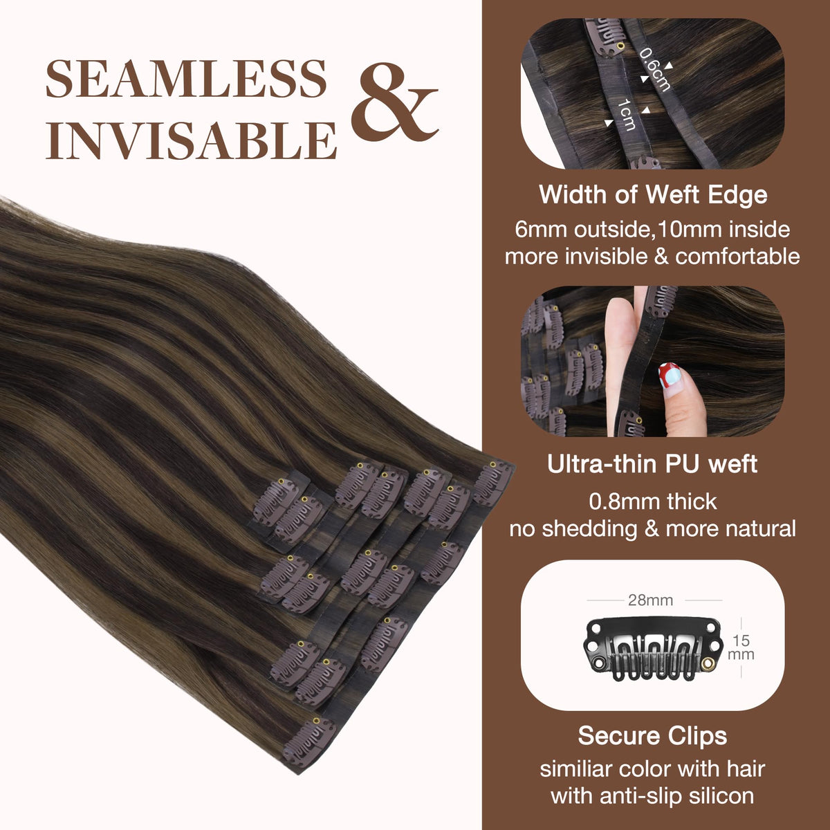 GOO GOO Clip in Hair Extensions styled in a chic hairstyle