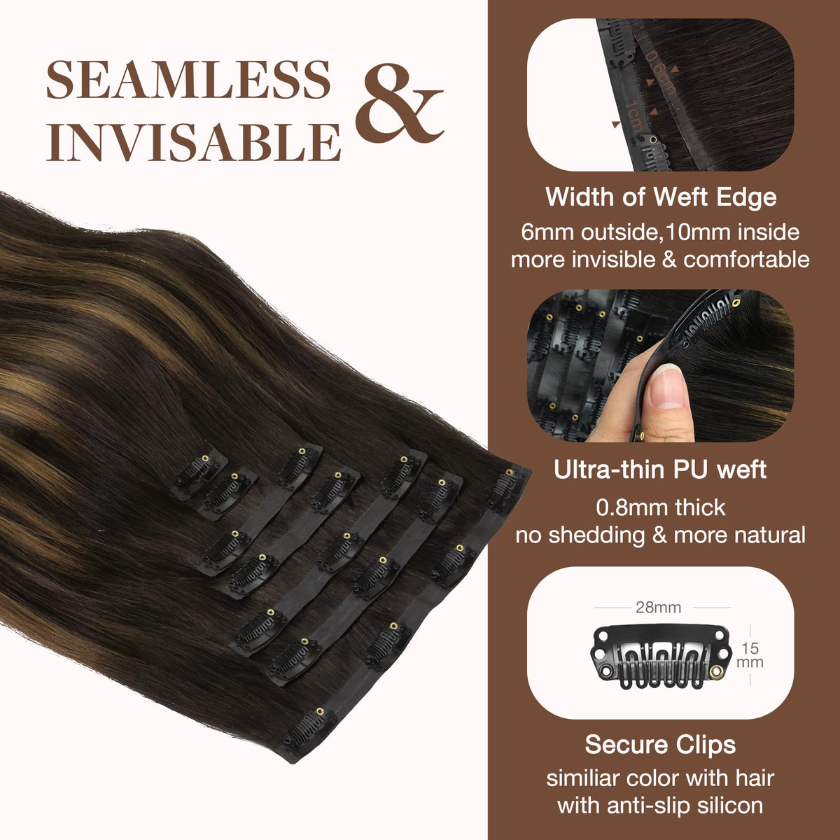 GOO GOO Clip in Hair Extensions styled on a mannequin