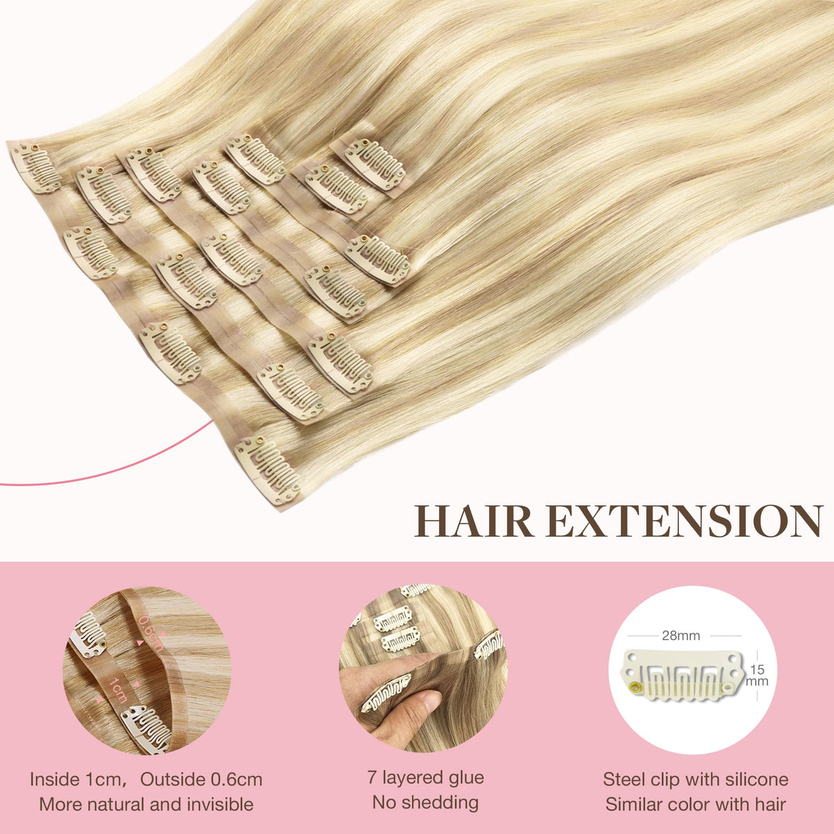 GOO GOO Clip in Hair Extensions styled with curls