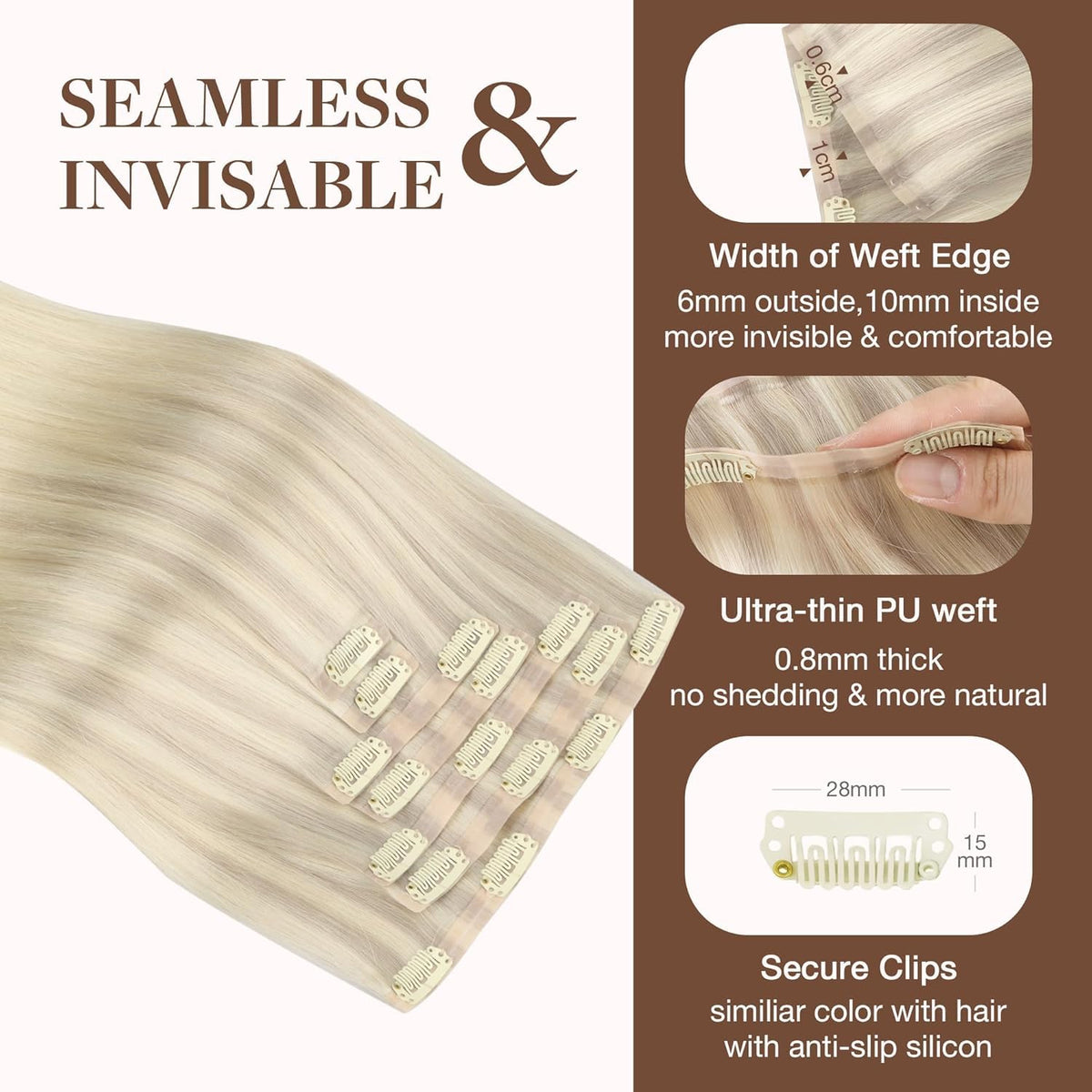 GOO GOO Clip in Hair Extensions styled with curls