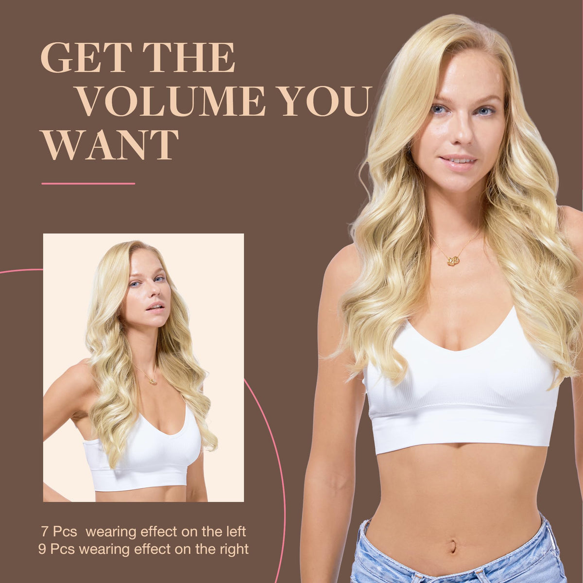 GOO GOO Clip in Hair Extensions styled with curls