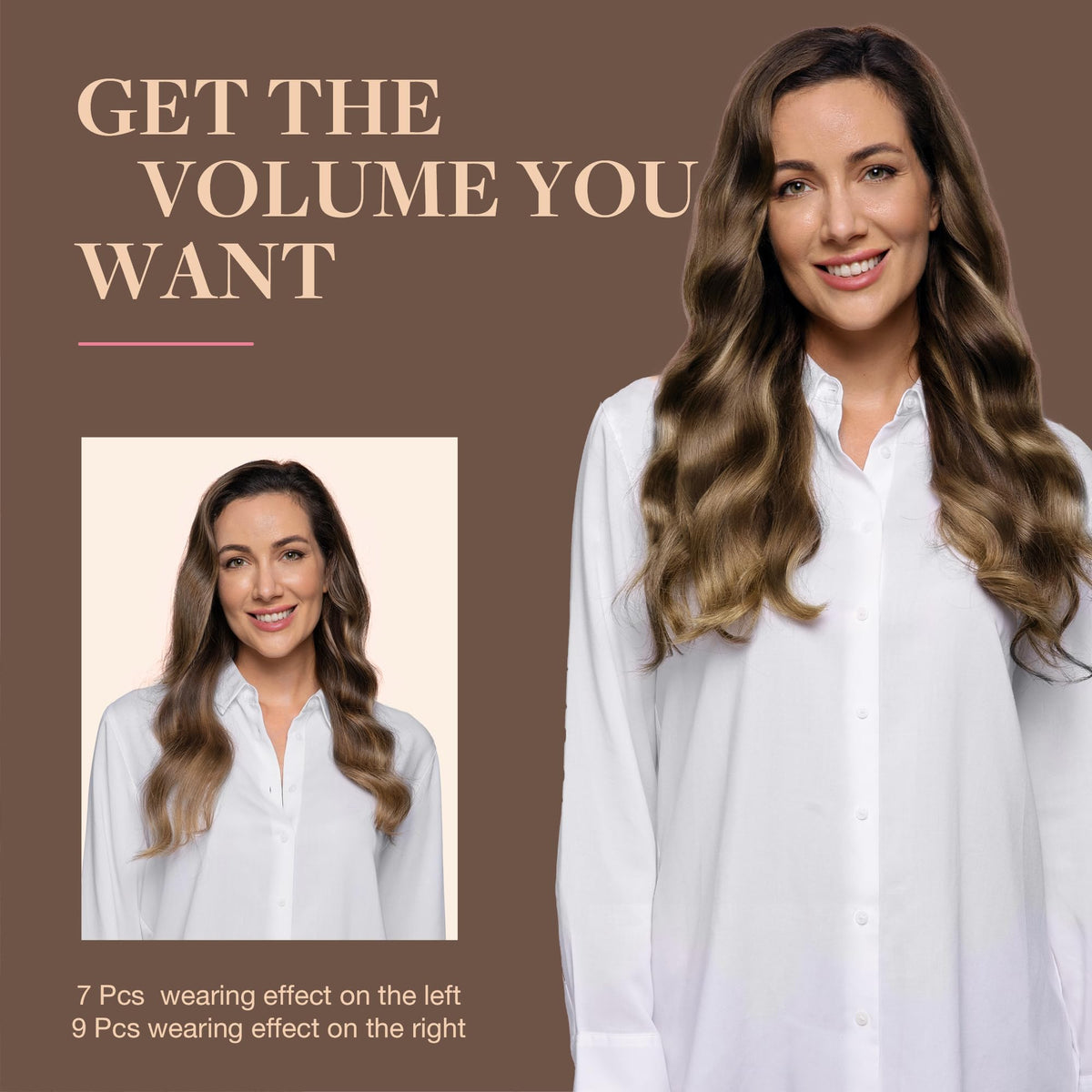 GOO GOO Clip in Hair Extensions styled with curls