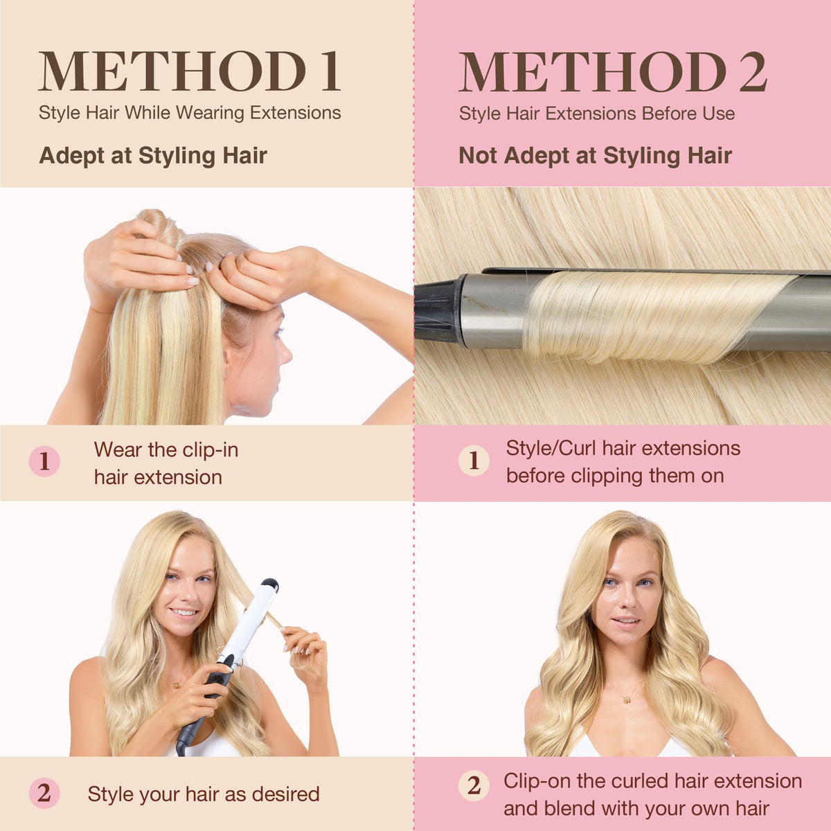 GOO GOO Clip in Hair Extensions styling options