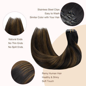 GOO GOO Clip in Hair Extensions various shades display