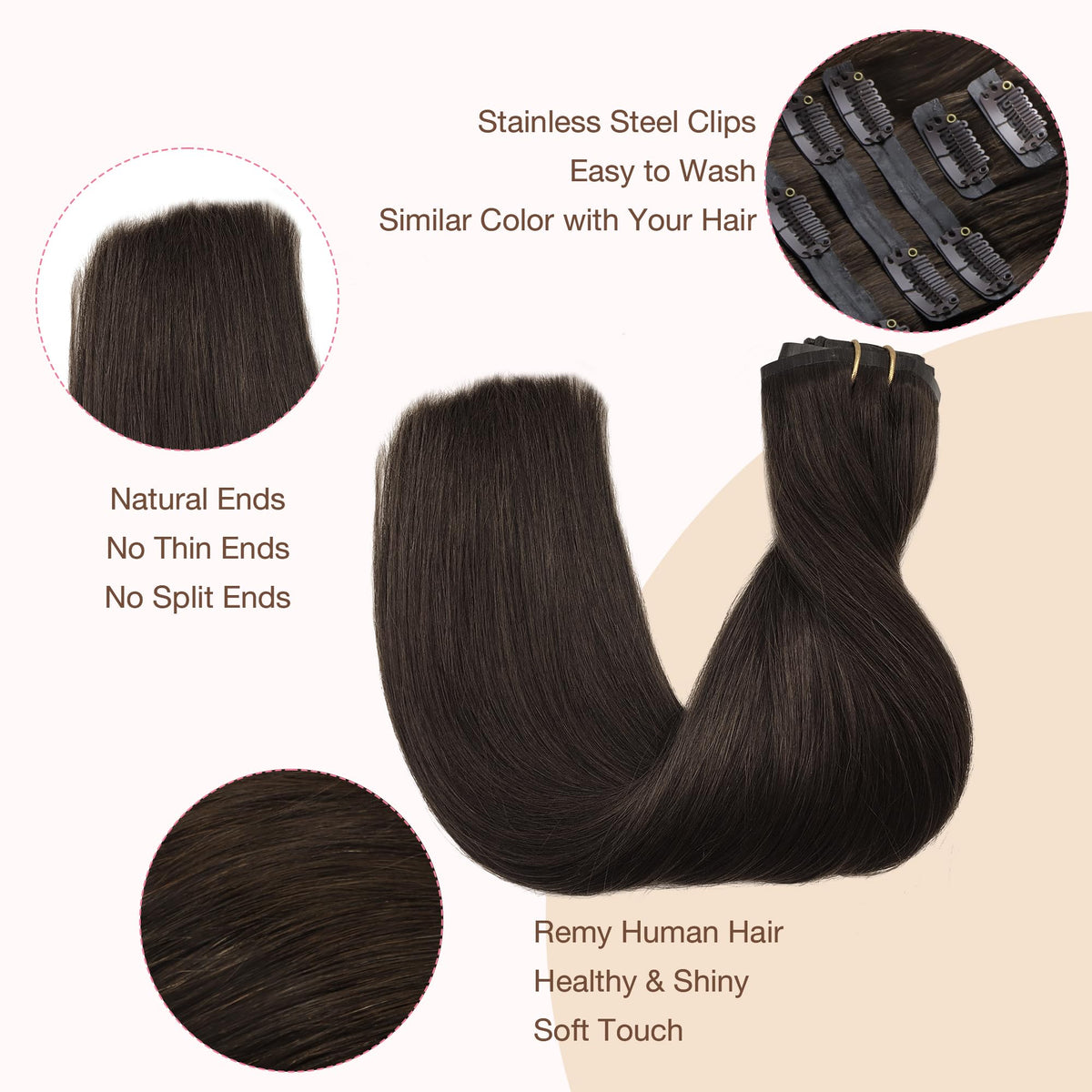 GOO GOO Clip in Hair Extensions with extra clips