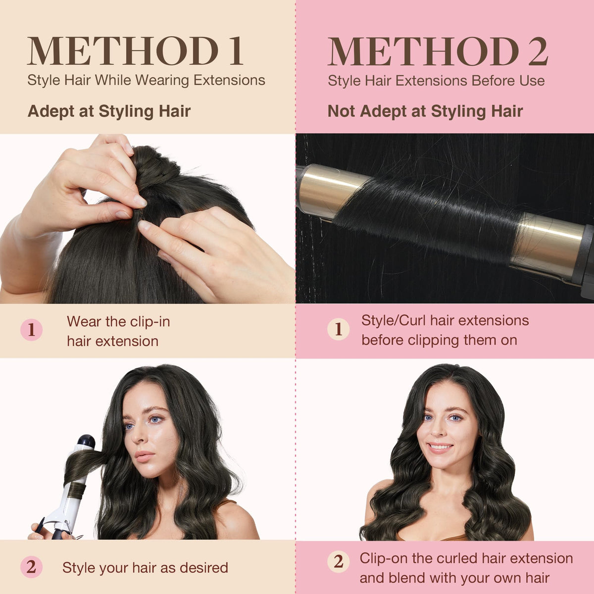 GOO GOO Clip in Hair Extensions with styling tools