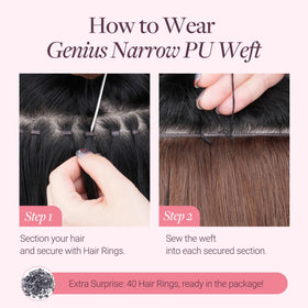 GOO GOO Genius Narrow Edge PU Weft Hair Extensions in natural light