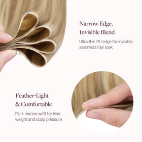 GOO GOO Genius PU Weft Hair Extensions showing hand-tied craftsmanship