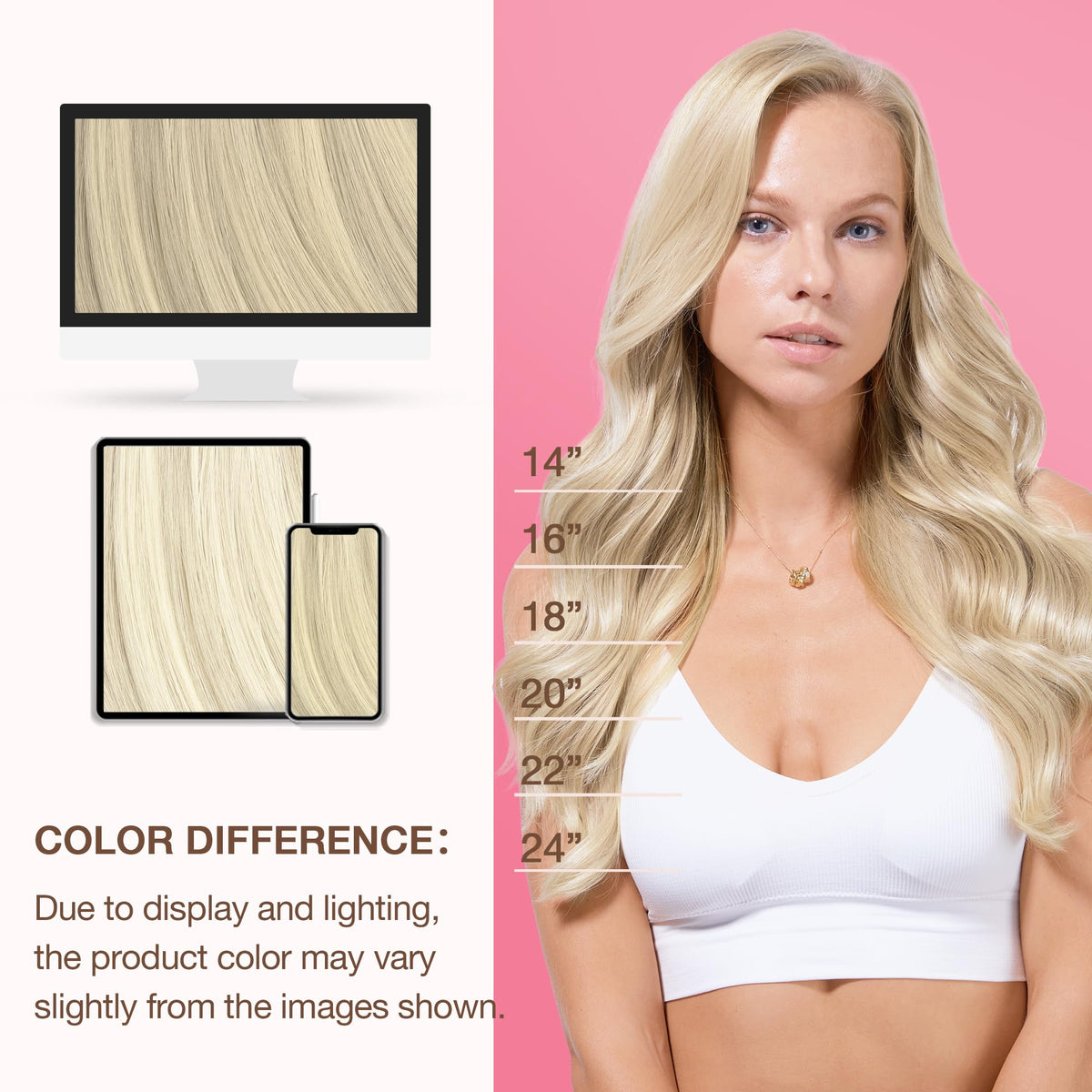 GOO GOO Genius Weft Hair Extensions applied to model's hair