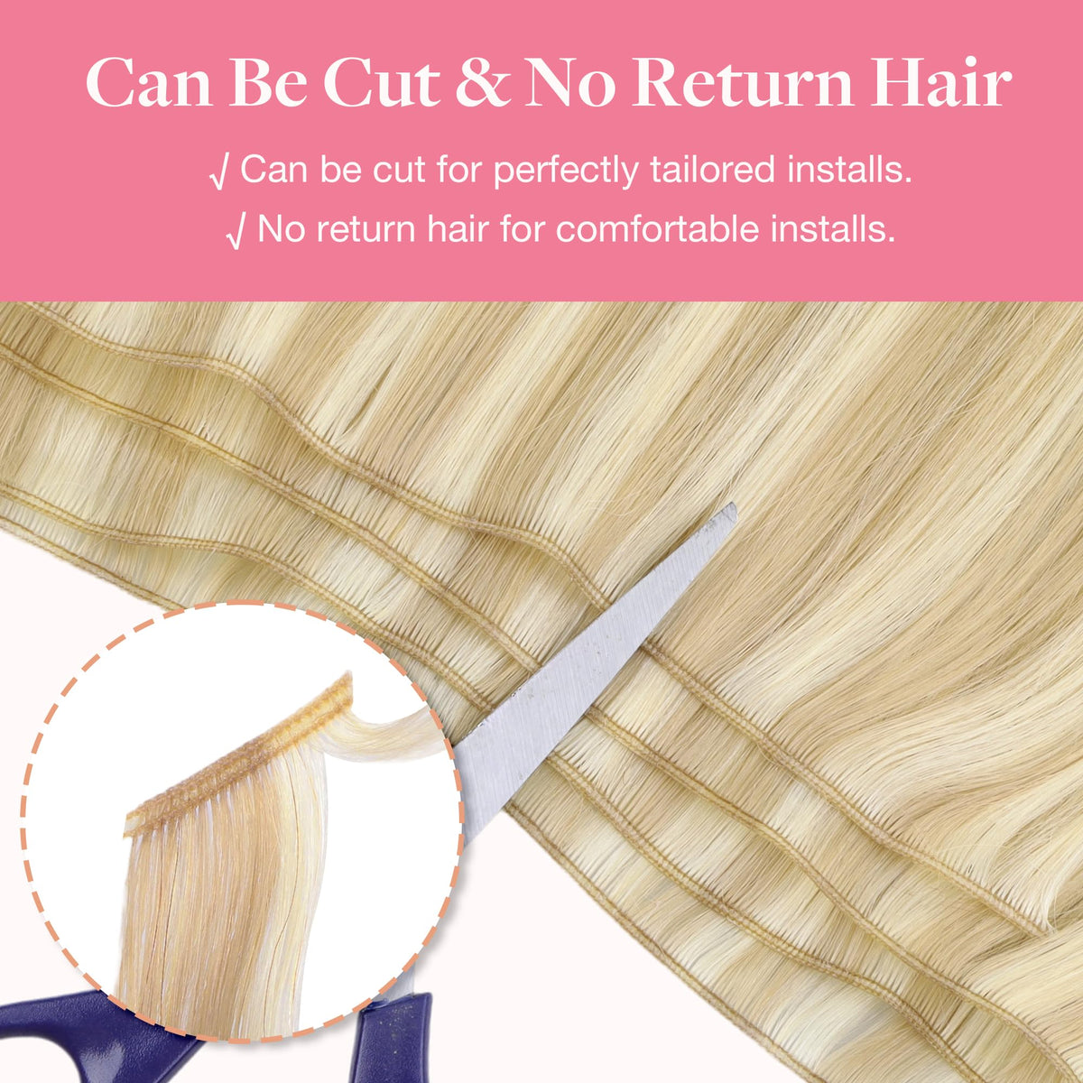 GOO GOO Genius Weft Hair Extensions demonstrating cuttable width