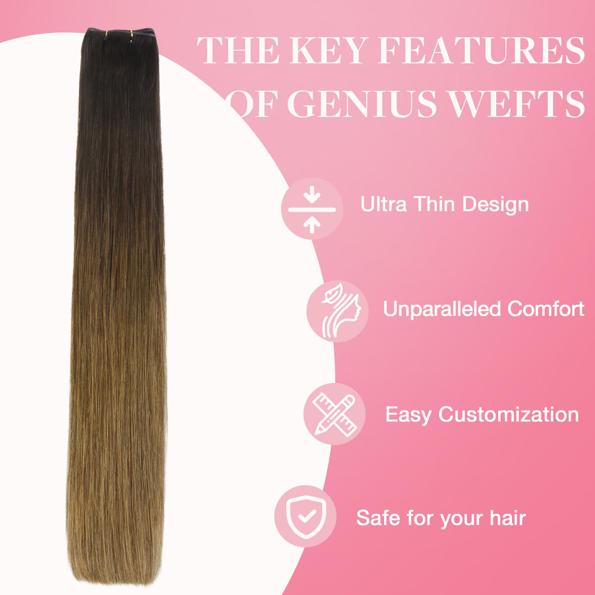 GOO GOO Genius Weft Hair Extensions displayed on a flat surface