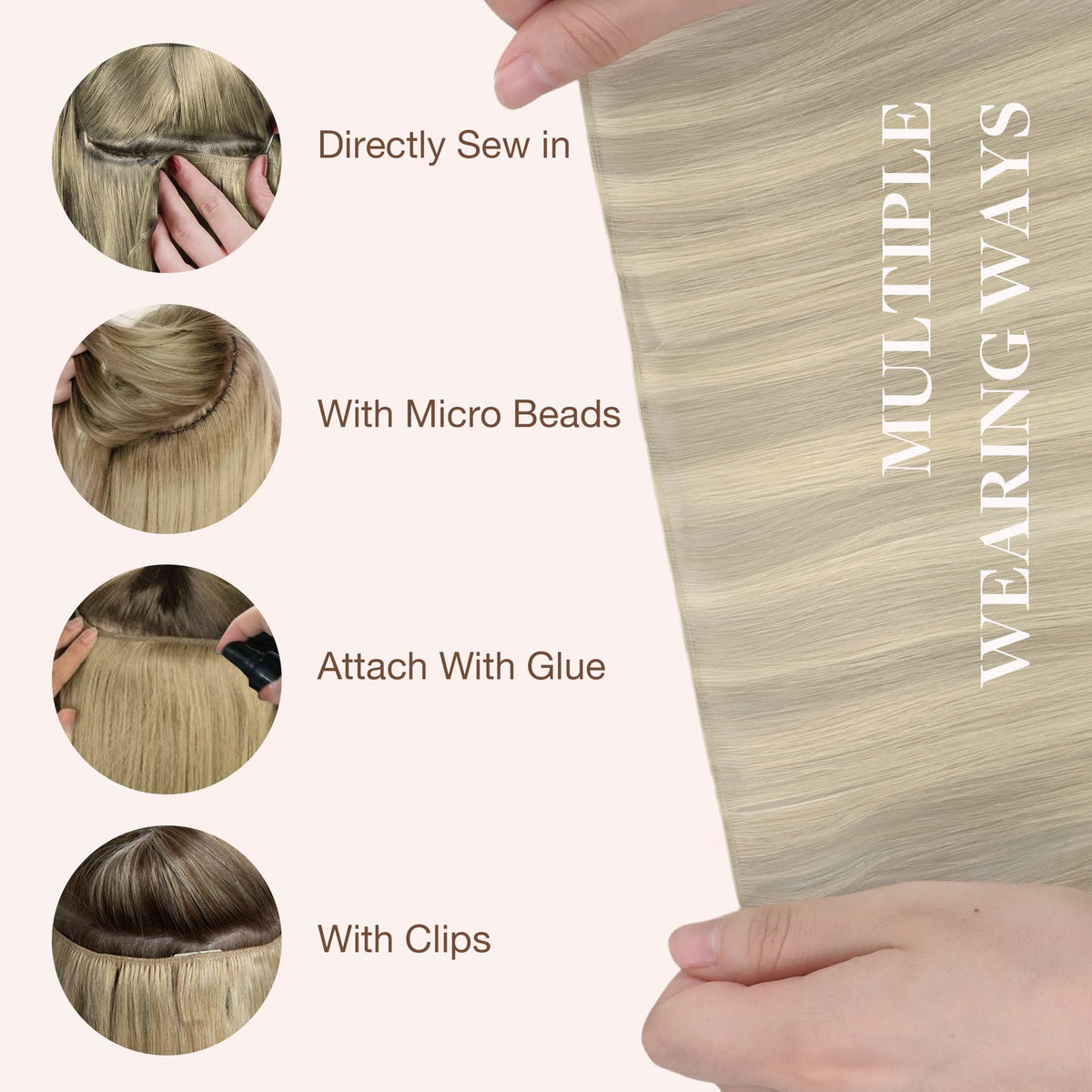 GOO GOO Genius Weft Hair Extensions displayed on a mannequin head