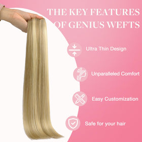 GOO GOO Genius Weft Hair Extensions displayed on a table