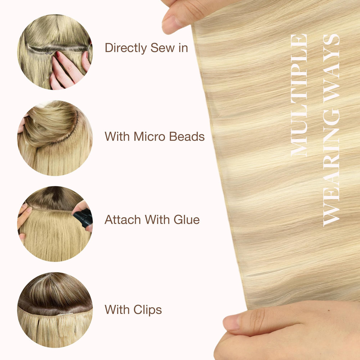 GOO GOO Genius Weft Hair Extensions displayed with a wide-tooth comb