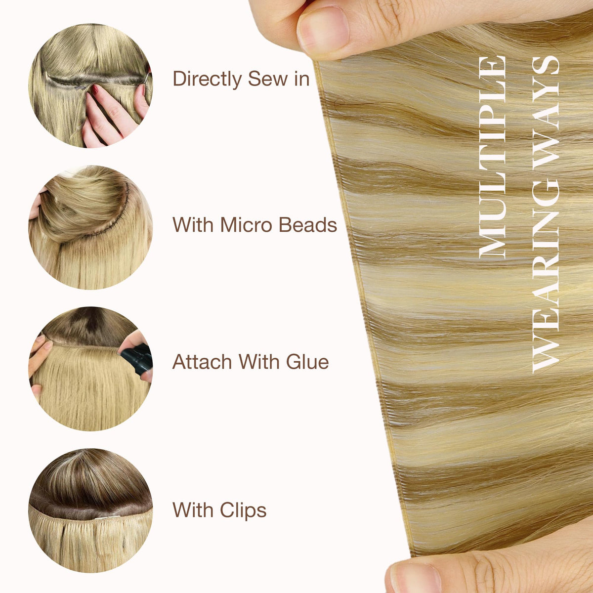 GOO GOO Genius Weft Hair Extensions displayed with care instructions
