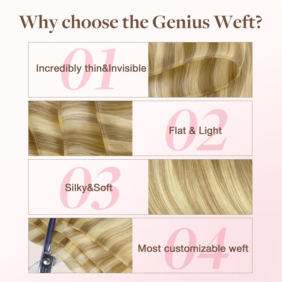 GOO GOO Genius Weft Hair Extensions displayed with comb