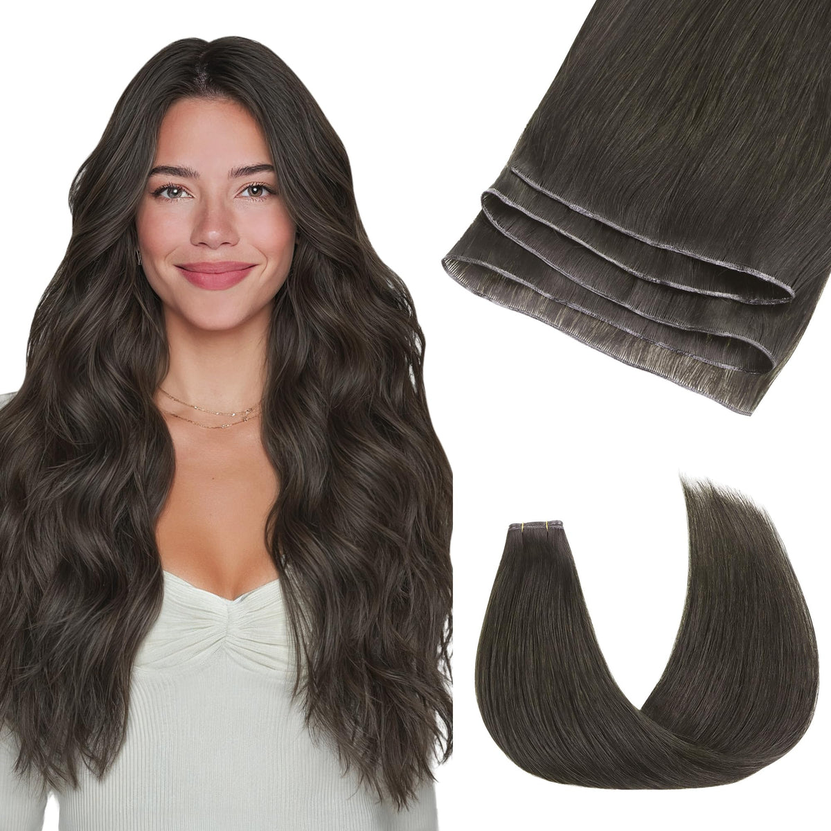 GOO GOO Genius Weft Hair Extensions front view showing flat weft design