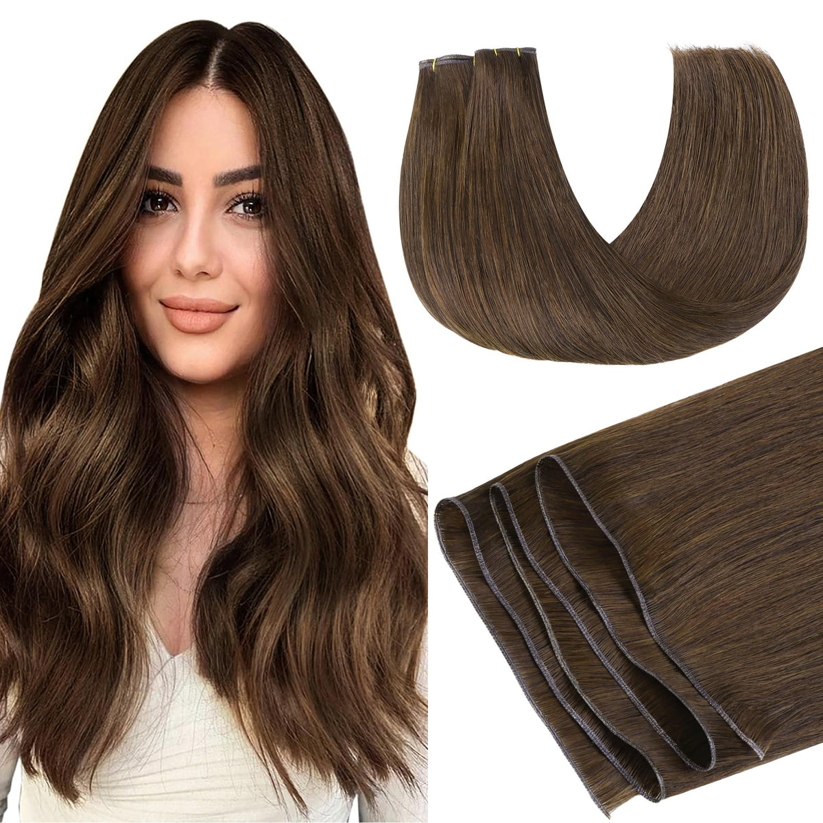 GOO GOO Genius Weft Hair Extensions front view showing natural blend