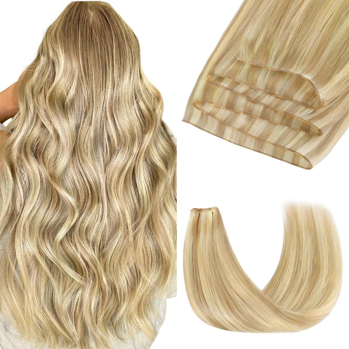 GOO GOO Genius Weft Hair Extensions front view with flat weft design