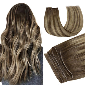 GOO GOO Genius Weft Hair Extensions front view with natural blend