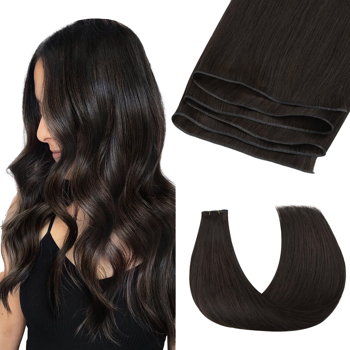 GOO GOO Genius Weft Hair Extensions front view with natural colour