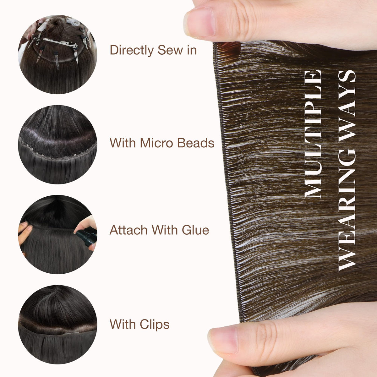 GOO GOO Genius Weft Hair Extensions in use on model