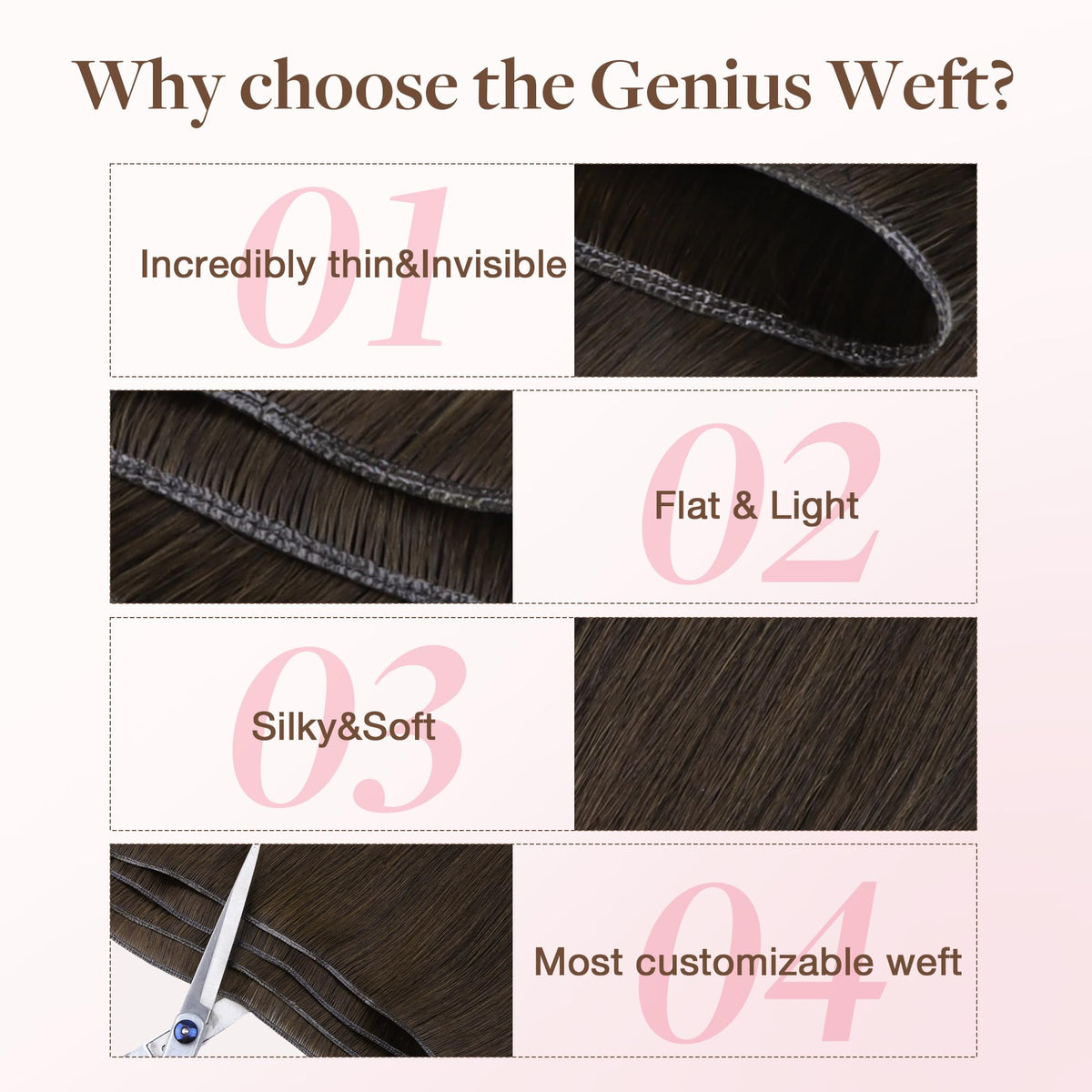 GOO GOO Genius Weft Hair Extensions in various styling options