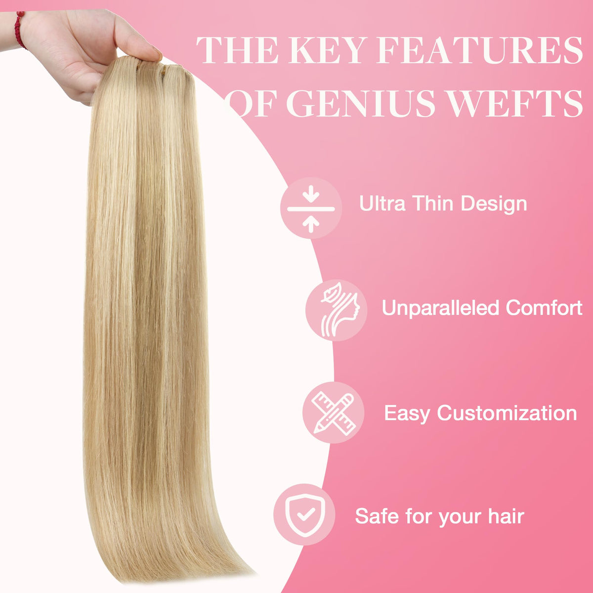 GOO GOO Genius Weft Hair Extensions laid flat on a surface