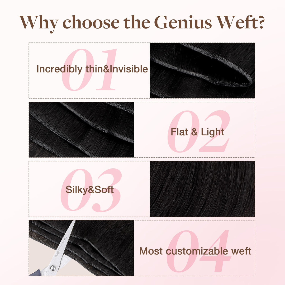 GOO GOO Genius Weft Hair Extensions on a model